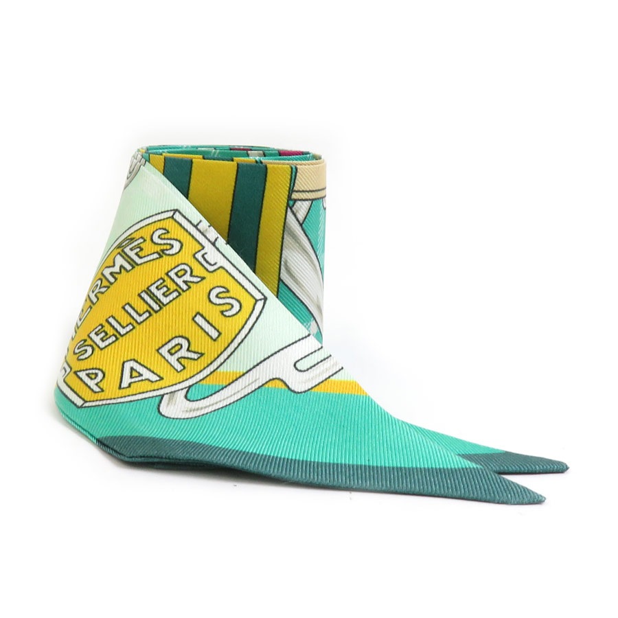 エルメス HERMES スカーフ ツイリー シルク グリーン/マルチカラー レディース e60542a