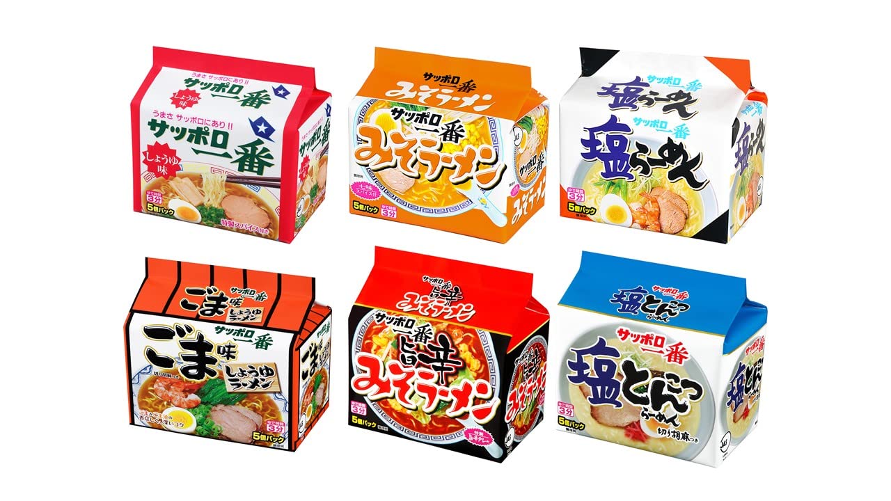 サンヨー サッポロ一番 袋ラーメン 全6種食べ比べセット 5食×6個 (塩5食×1個味噌5食×1個醤油5食×1個ごま味5食×1個塩とんこつ5食×1個みそ旨辛5食×1個)