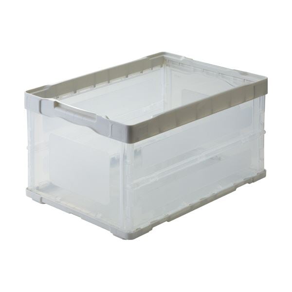 （まとめ） TANOSEE折りたたみコンテナ 軽量タイプ フタなし 40L ホワイト／透明 1台 [x3セット]