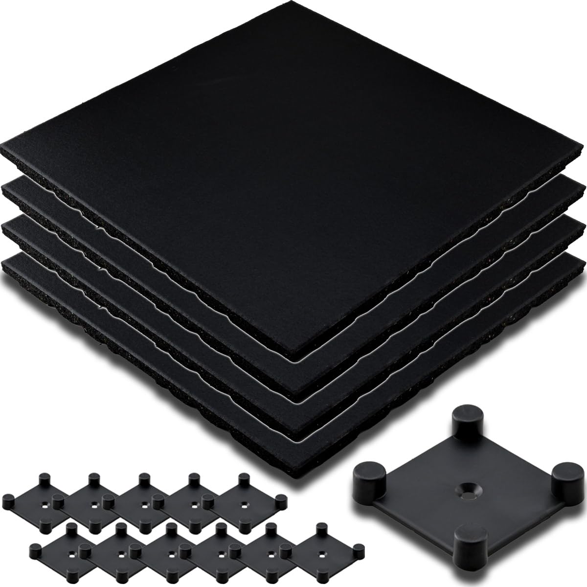 ジム トレーニング ゴム マット フィットネス ラバーフロア 50cm*50cm 2cm厚 4枚セット 1平米 ピュアブラックカラー