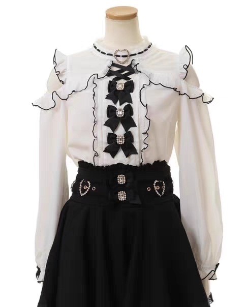 地雷甘くて可愛いレースラブオフショルダートップス1002シャツ 6,917円