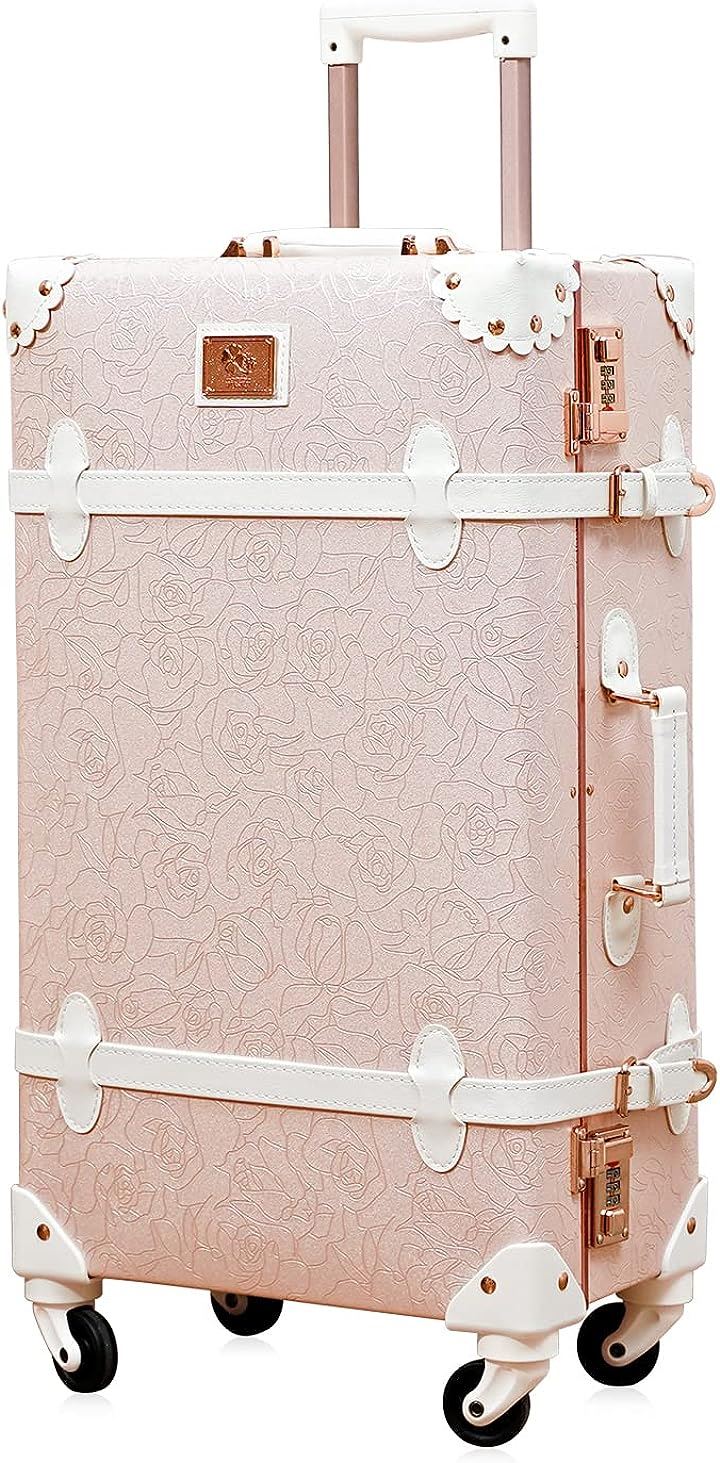 可愛い スーツケース クラシック トランク トランクケース キャリーケース かわいい 女の子 エレガントなピンク 20( エレガントピンク, Sサイズ（機内持込）)