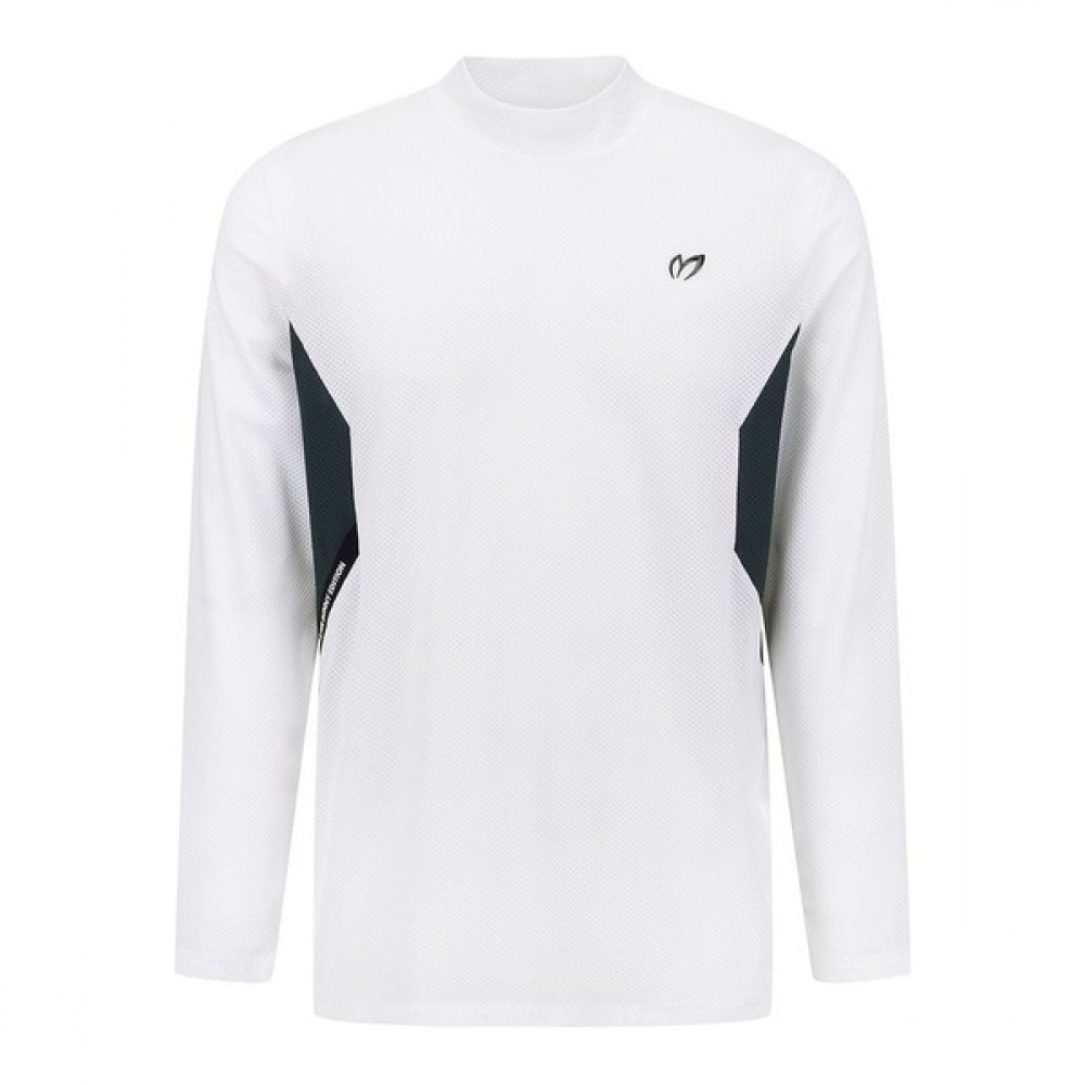 マスターバニー] メンズメッシュカラーブロックモックネック Tシャツ