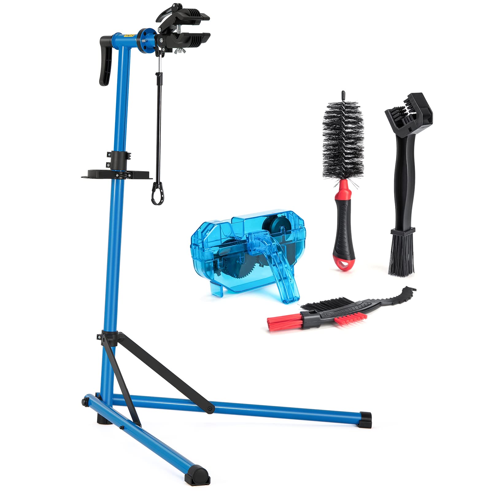 CXWXC 自転車 メンテナンススタンド ワークスタンド ロードバイク スチール製 高さ/角度調節可 折りたたみ式 ディスプレイスタンド 工具トレー/ハンドル支えバー付 ブラック （CX-C10）