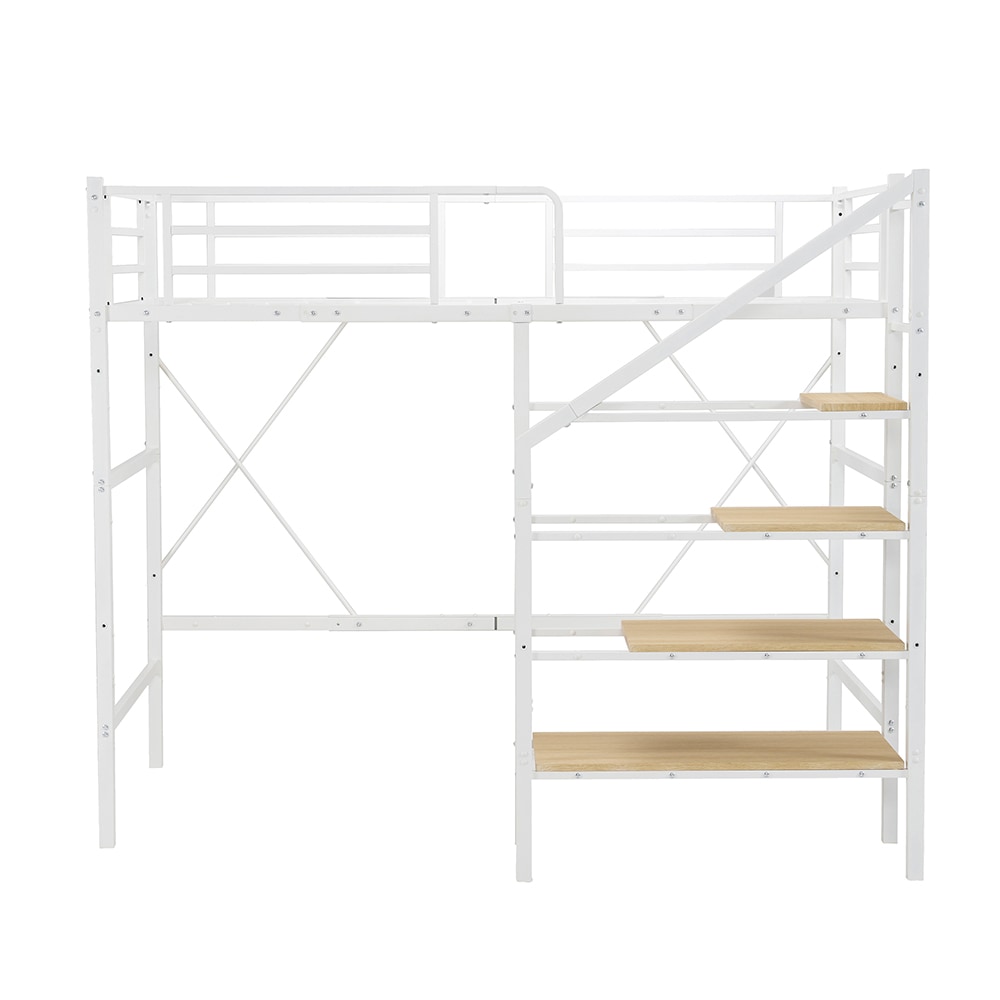 S ロフトベッド 階段付き S パイプベッド シングル 収納 スチール 耐震 ベッド シングル パイプベッド パイプベッドフレームのみ【Sシングル】