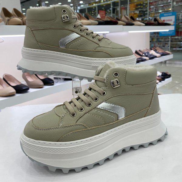 女性軽量ファー厚底スニーカーブーツ YACWSB6O9WH HSIF1A GN