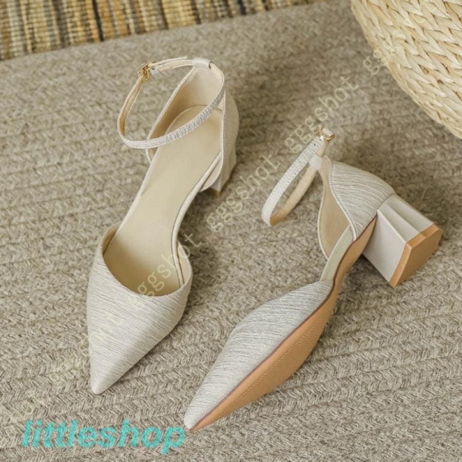 【急速出荷!】ヒールパンプス パンプス ストラップ セパレートパンプス レディース パンプス 太ヒール アンクルストラップ ポインテッドトゥ パンプス チャンキーヒール ストラップパンプス oran