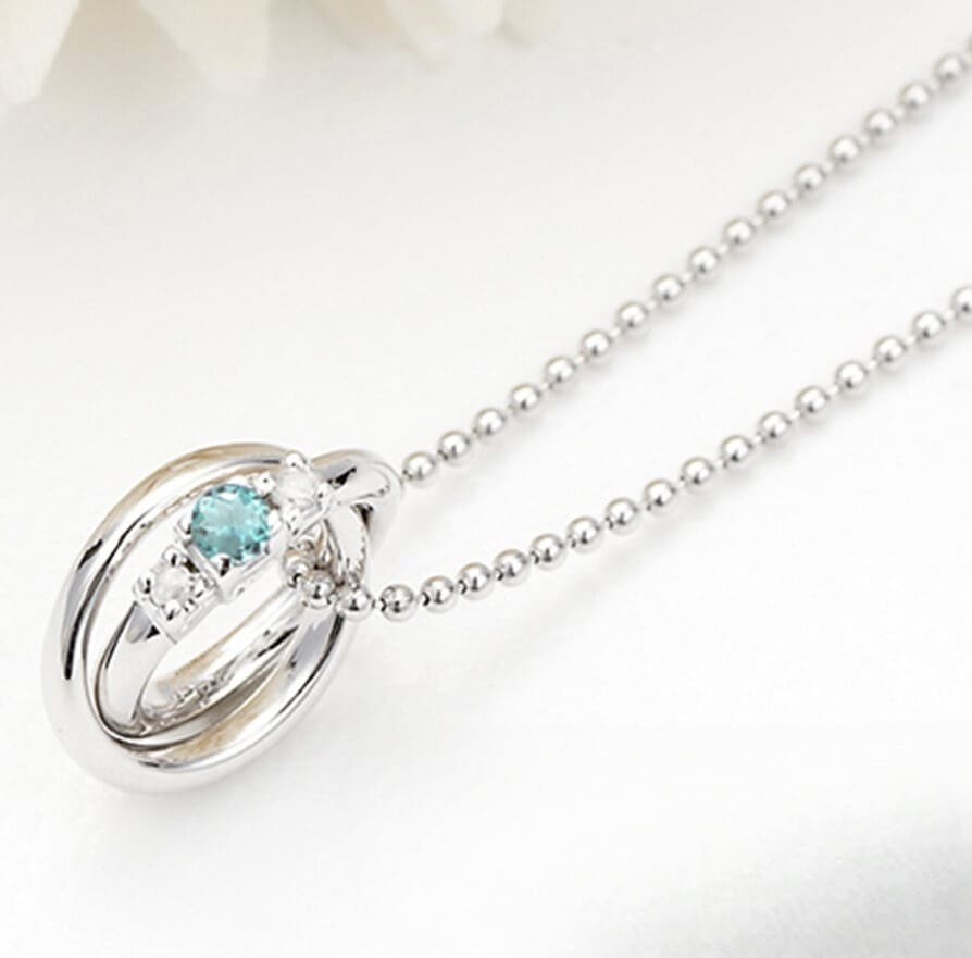 ネックレス レディース シルバー925 11月誕生石 ブルートパーズ ダイヤモンド 2連リングトップ