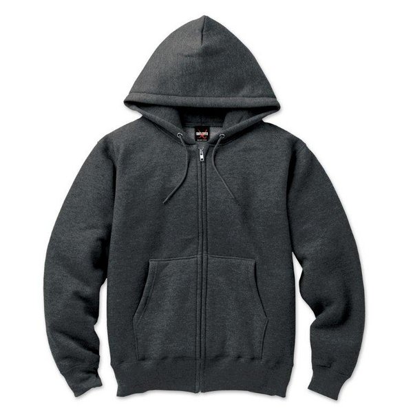 裏起毛 フルジップ パーカー XXXLサイズ チャコールグレー 12.5oz ヘビーウェイト 綿混 コットン混 保温力抜群 男女兼用