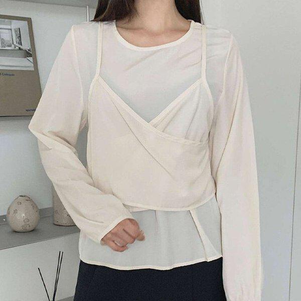 (DK) ラップレイヤットブラウス 秋 女性 ブラウス