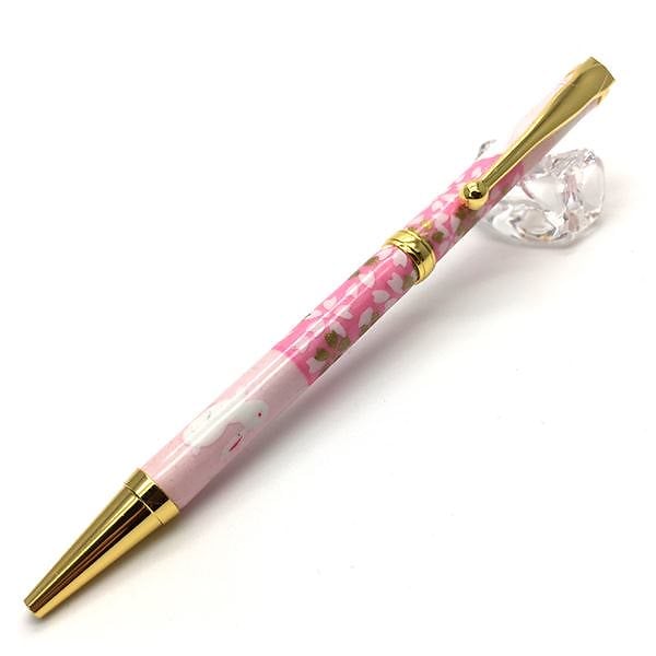 日本製 美濃和紙（友禅紙） ハンドメイドボールペン うさぎ市松／桃色
