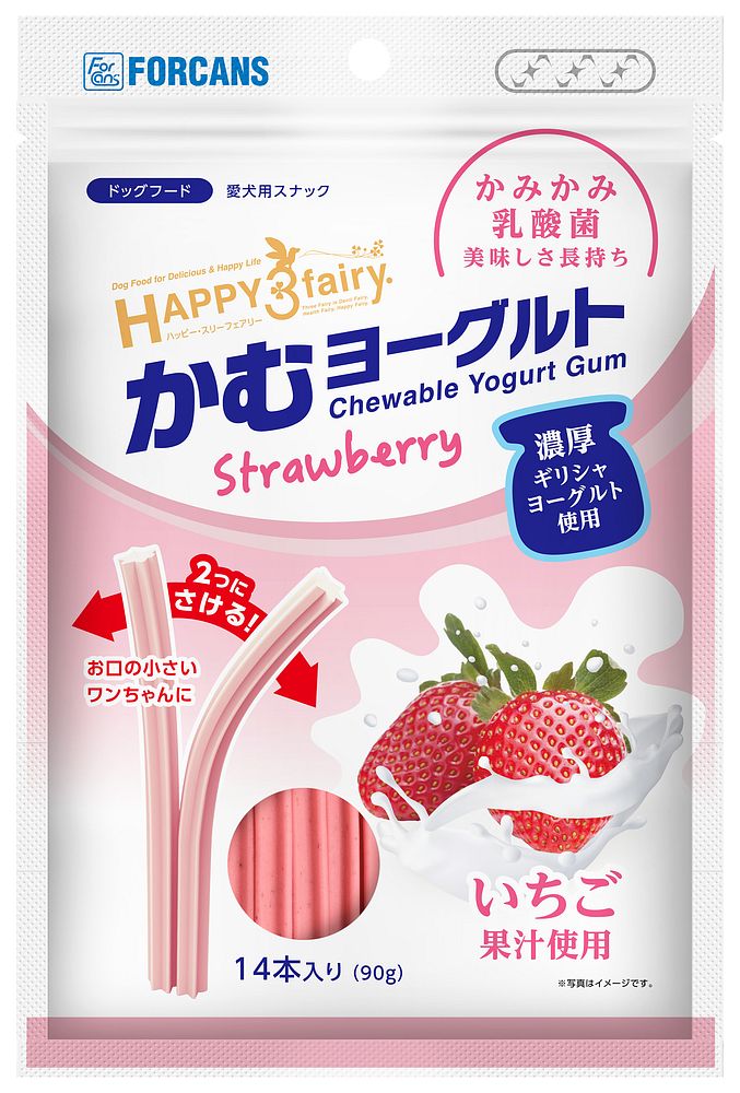 （まとめ買い）フォーキャンス ハッピー/スリーフェアリー かむヨーグルト イチゴ 14個入 犬用おやつ [x12]