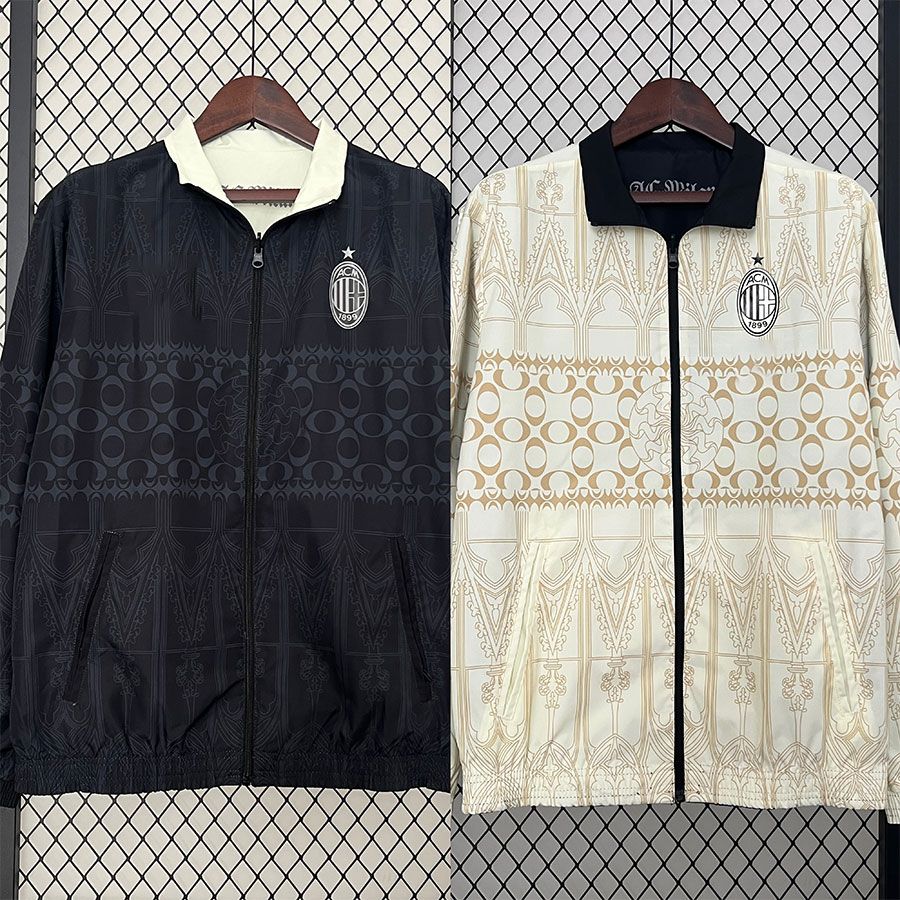 2425acミラン トレーニングウェア 衣装 ジャージ メンズ 長袖 ジャケット リバーシブル ウインドブレーカー サッカーウェア 秋冬 スポーツウェア