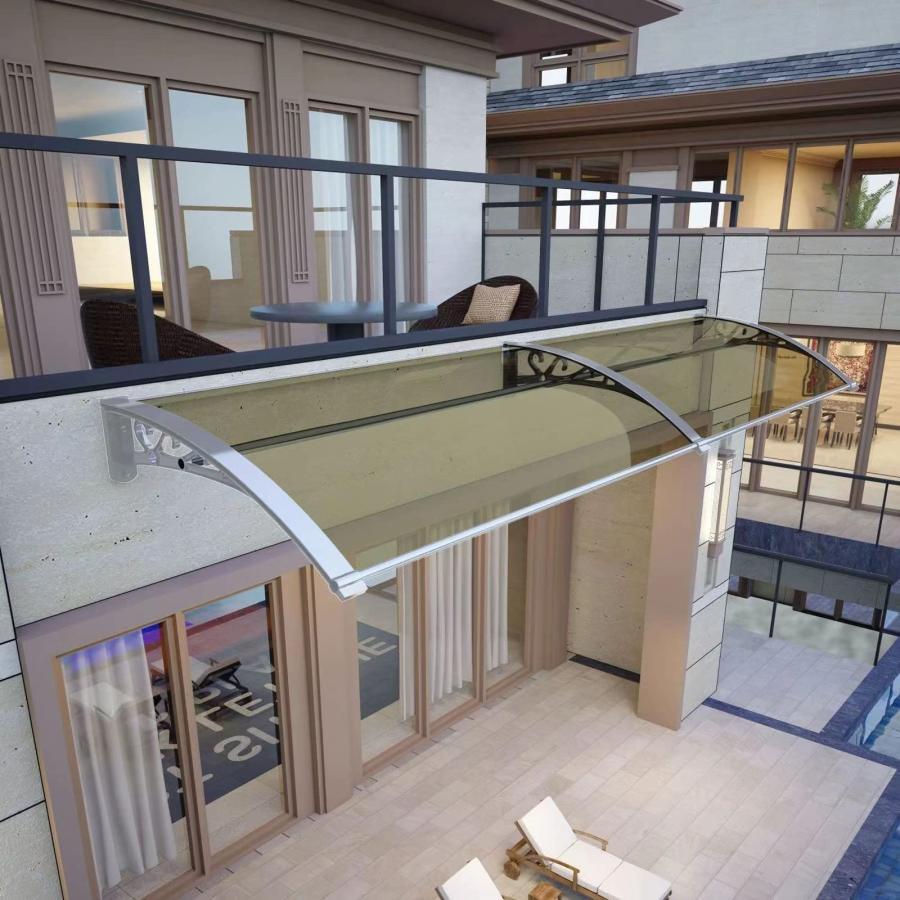[2026新作-231]庇 雨よけ 住宅用ひさし 日よけ アルミひさし 屋外保管室，60x180cm ポリカーネート モダン アルミニウム ブラケット住宅用 パティオ日