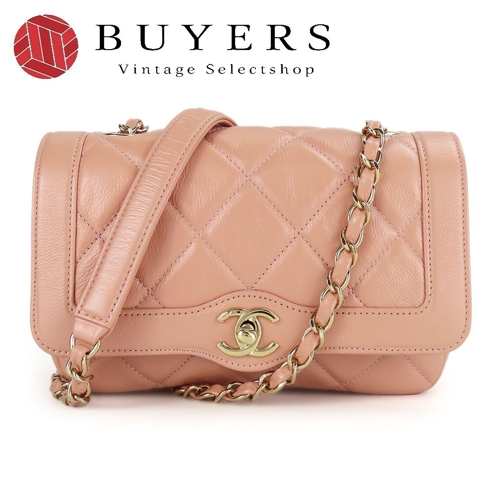 中古 ショルダーバッグ マトラッセ レザー ピーチベージュ ゴールド金具 29番台 ココマーク シングルチェーン レディース 女性