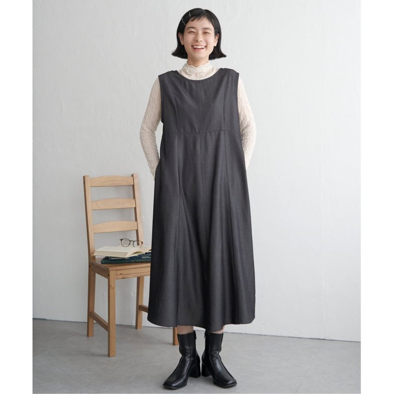 デニムライクタックフレアワンピース