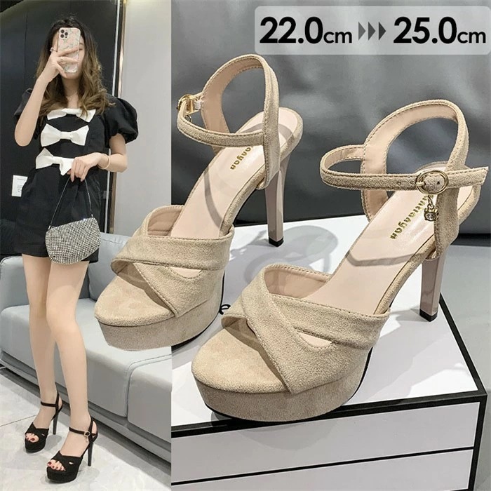 サンダル レディース ヒール サンダル ハイヒール 太ヒール おしゃれ アンクルストラップ 調節可能 ストーム オープントゥ クロスベルト 小さいサイズ 大きいサイズ 結婚式 パーティー 2次会 二次 5,307円