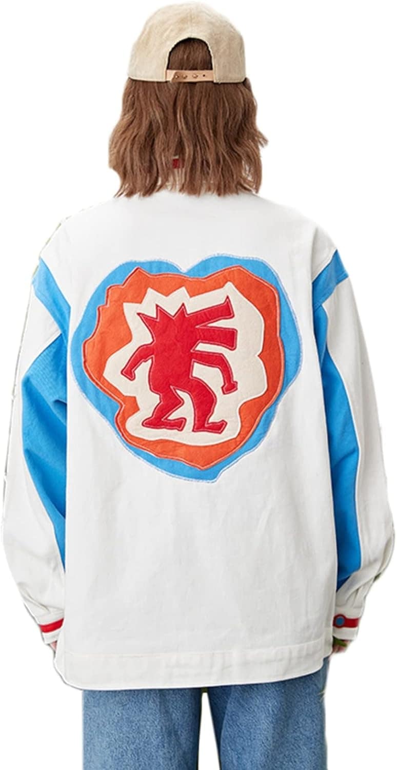 アウター 春服 メンズ 折り襟 ジャケット バイカラー パッチ 刺繍 カジュアル 男女兼用 ジャンパー ブルゾンジャケット 薄手 綿 羽織り トップス おしゃれ 大きいサイズ コート 釣り 登山 ウオ