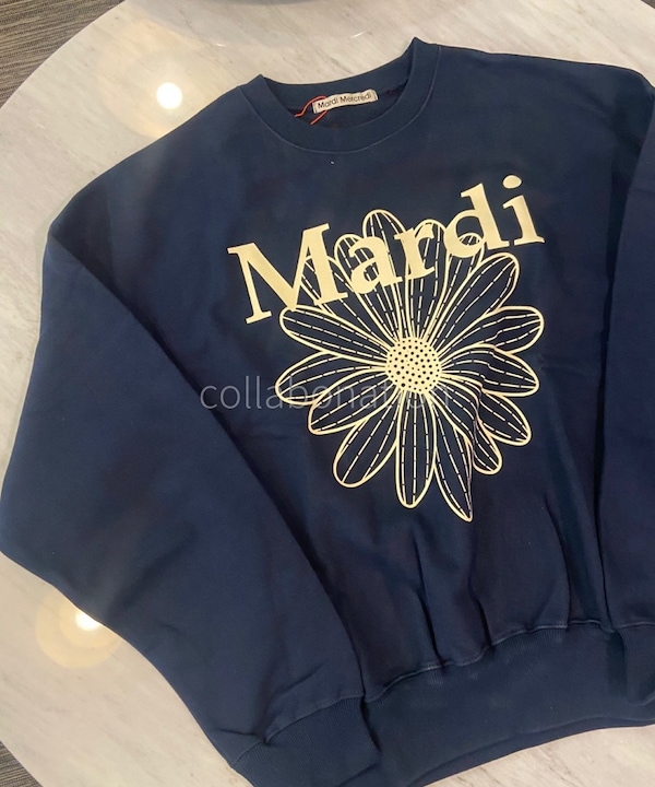 23FW Mardiスウェット ロゴ 長袖 トレーナー NAVY CREAM - トレーナー