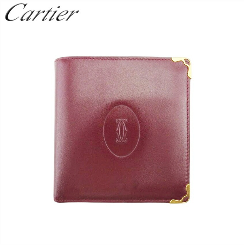 二つ折り 財布 二つ折り 財布 マストライン ボルドー ゴールド 中古