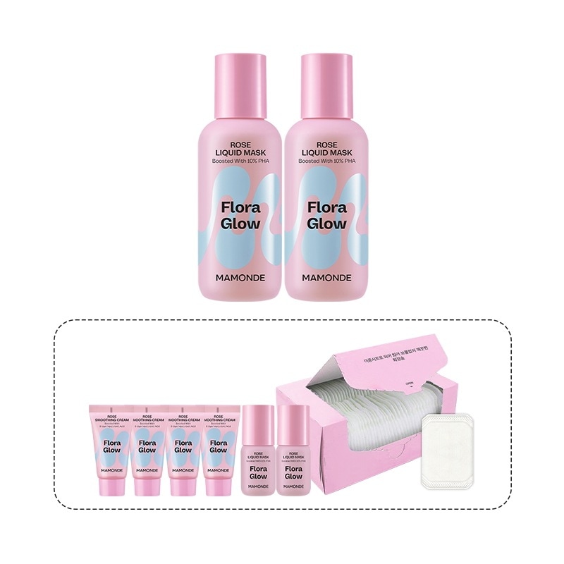 [24FW/New] フローラグローローズリキッドマスクダブル80ml+80ml(リキッドマスク15ml*2+スムージングクリーム25ml*4+非団結パッド80枚)