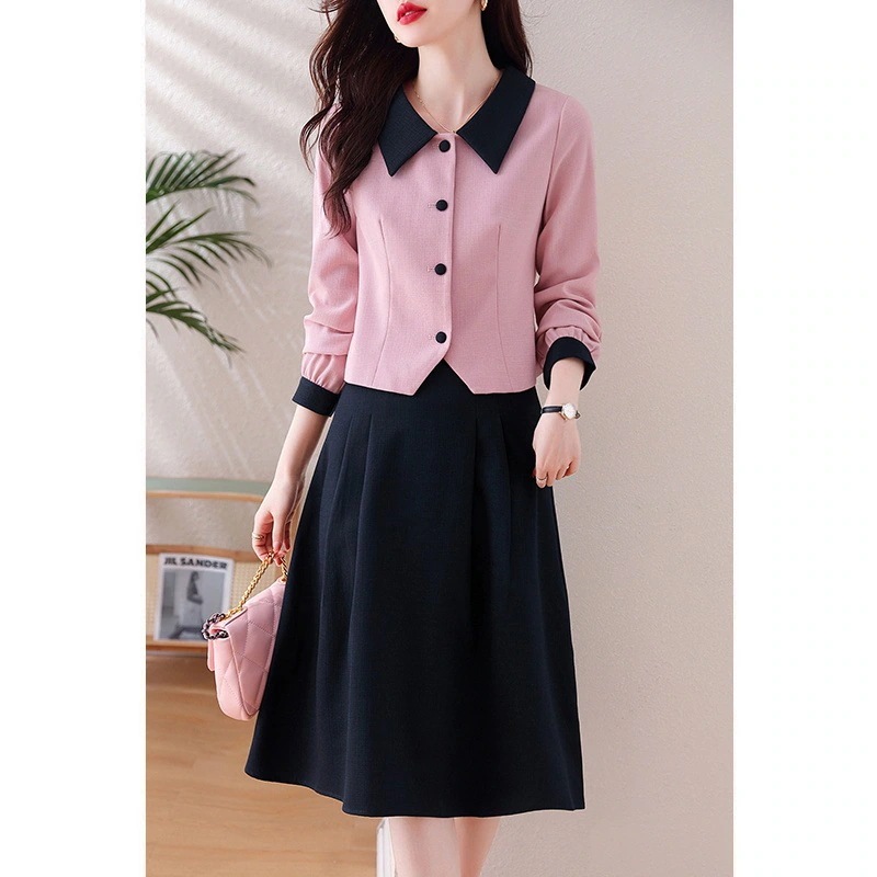 ハイエンドのカスタマイズ-フレンチスタイルのスカートスーツ女性のための早春2024新しいスタイルのドレス長袖トップとスカートの2点セット