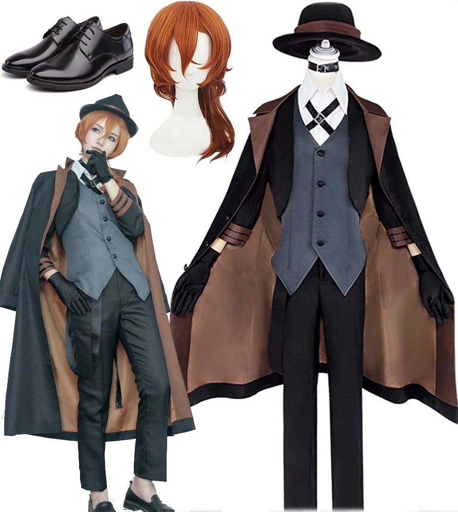 即納　文豪ストレイドッグス 中原中也 コスプレ衣装 アニメキャラクター変装 ウイッグ 靴 追加可