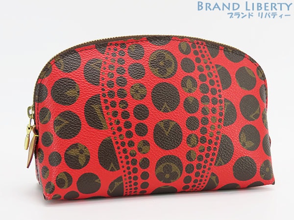 激レア美品ルイヴィトンヤヨイクサマモノグラムパンプキンドットポシェットコスメティックコスメポーチレッドM47347ポーチ