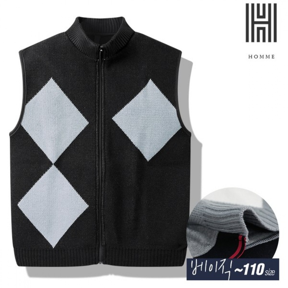 (ハリソン) ダイアモンドカラーニットベストジップアップ 923 DNCC1127