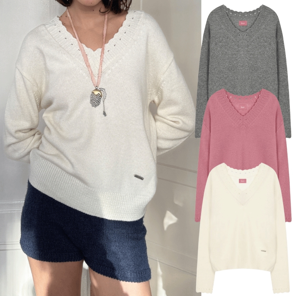 25SS Scallop V-Neck Pullover Knit (3 colors) 13,313円