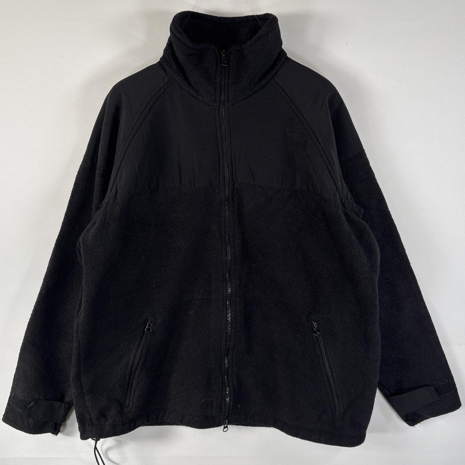 古着 グッドウィル Goodwill フリースジャケット デナリジャケット フルジップ ドローコード M ブラック 無地 メンズ