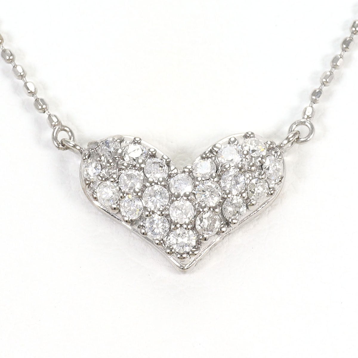 K14 14金 WG ホワイトゴールド ネックレス ダイヤモンド 0.30ct 総重量約2.0g 約41cm ジュエリー 中古
