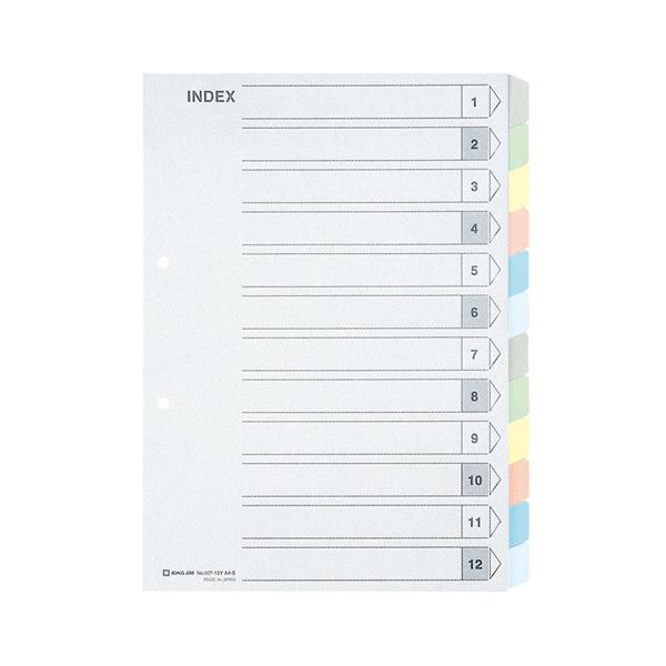 （まとめ） キングジム カラーインデックスA4S 12山タイプ 2穴 (×10セット)