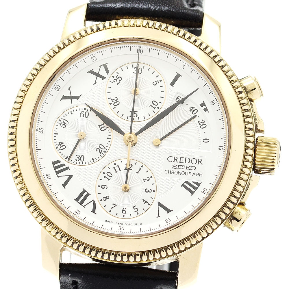 セイコー SEIKO GBBH998/6S74-0020 クレドール クロノグラフ K18YG 手巻き メンズ _878821【中古】