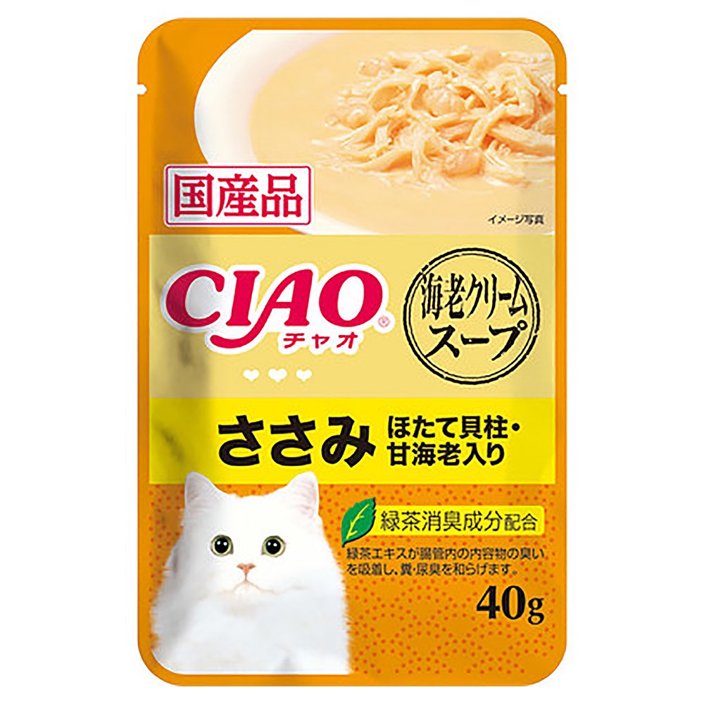 いなば　ＣＩＡＯ　チャオ　海老クリームスープ　パウチ　ささみ　ほたて貝柱・甘海老入り　４０ｇX９６袋　ＣＲＣ35―20―20―10―40