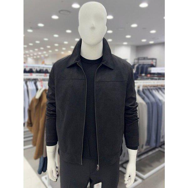 メンズ秋冬スタンドカラースエードスエードブラック黒トラッカージャケット航空ジップアップジャンパー