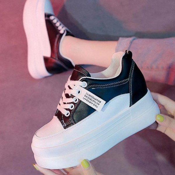 [シューズ] 身長アップ 厚底 女性用 運動靴 スニーカー スリッポン 8cm/2色 sjyc-9821-1