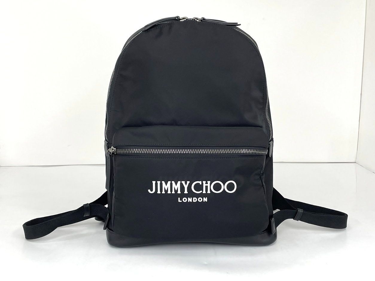 ジミーチュウ JIMMY CHOO リュックサック WILMER DNH ブラック ナイロン/レザー ユニセックス バッグパック ウィルマー 美品 2512LT375