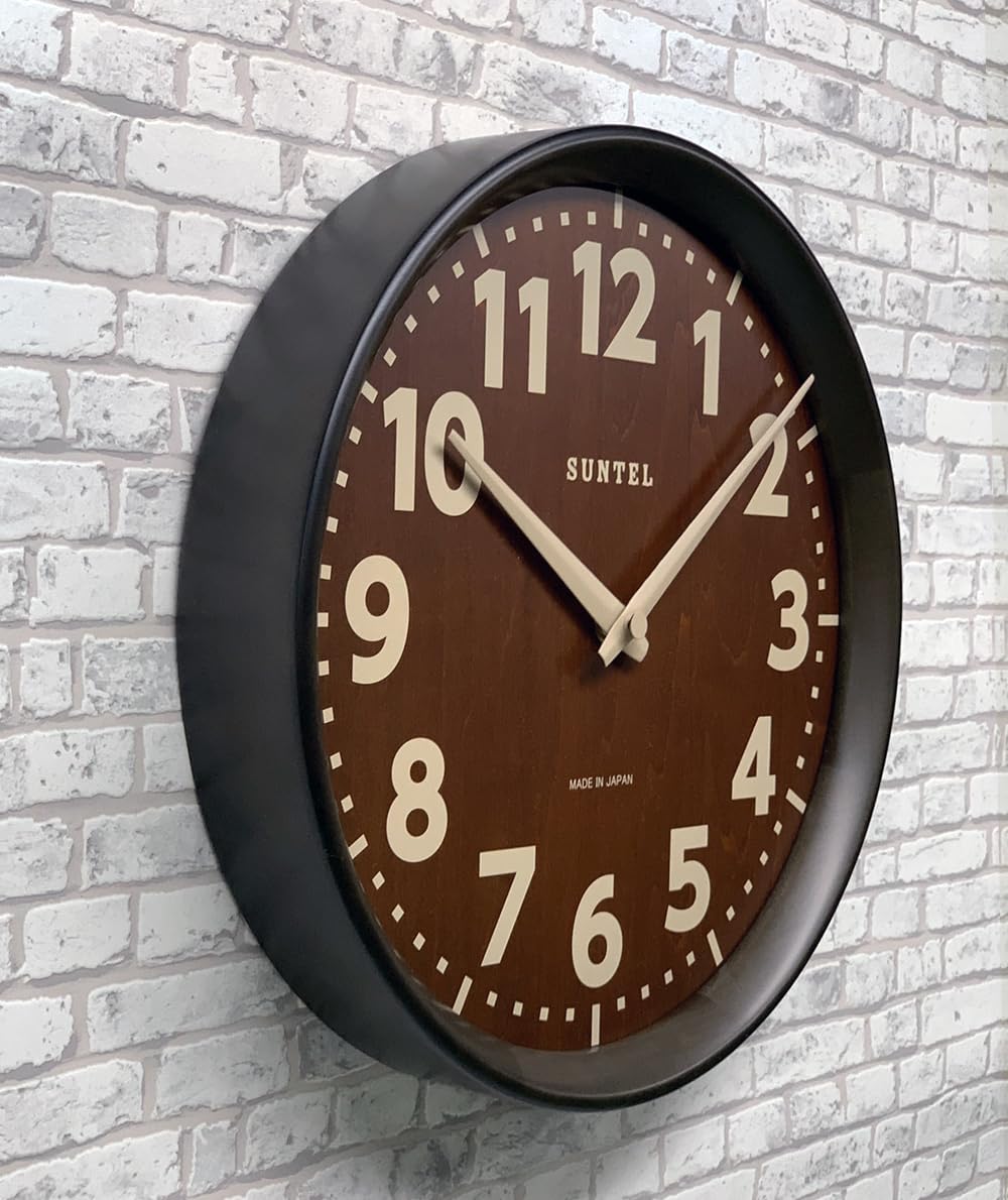 さんてる 日本製 天然木シンプルスタンダード木枠時計 ダークブラウン QL734DBK
