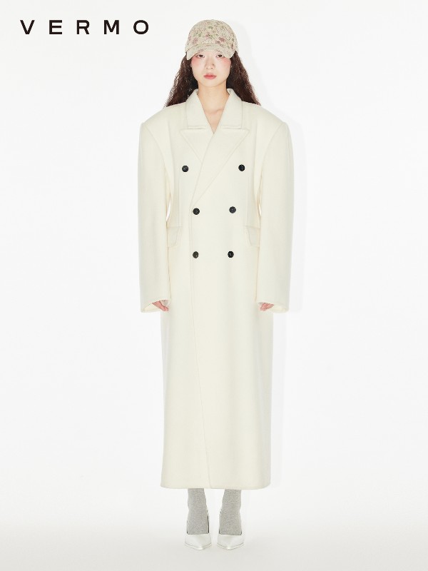 VERMO オールウール ハンドステッチ 砂時計シルエット エクストラロングスーツコート ユニセックス 両面ナイロンジャケット 30,943円