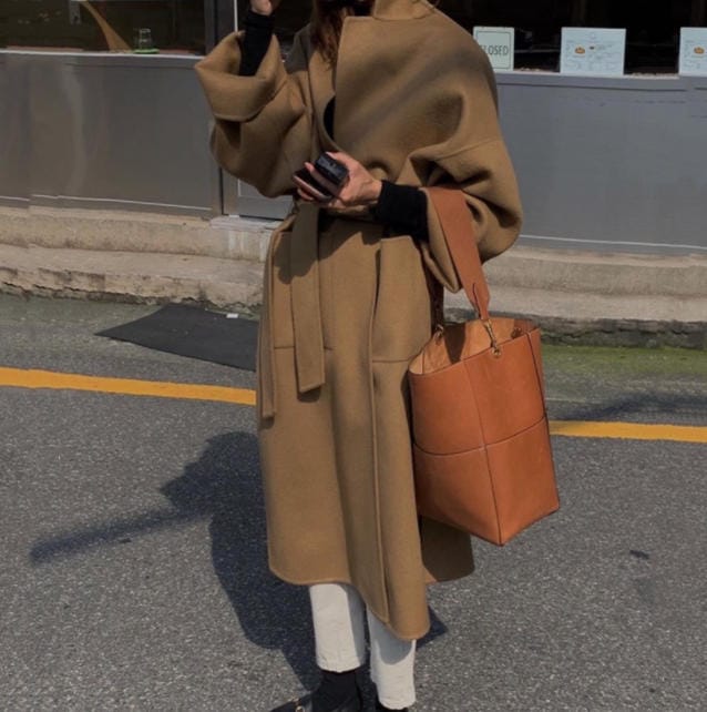 韓国 ファッション 3色 チェスターコート ロングコート アウター オーバーサイズ ウエストマーク