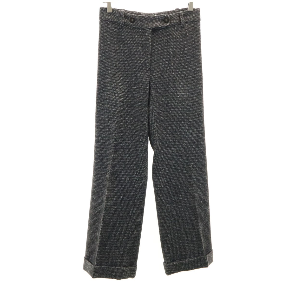 ウールシルクブレンド ロングパンツ 38 グレー レディース 古着