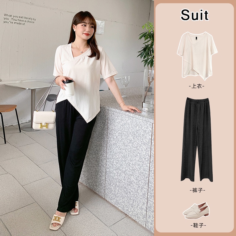 上品 5L 4L 韓国ファッション 大きいサイズ レディース 5l ズボン 秋冬 春夏 ゆったり ワイドパンツ大きいサイズのファッションの上着の夏服は年齢を減らします