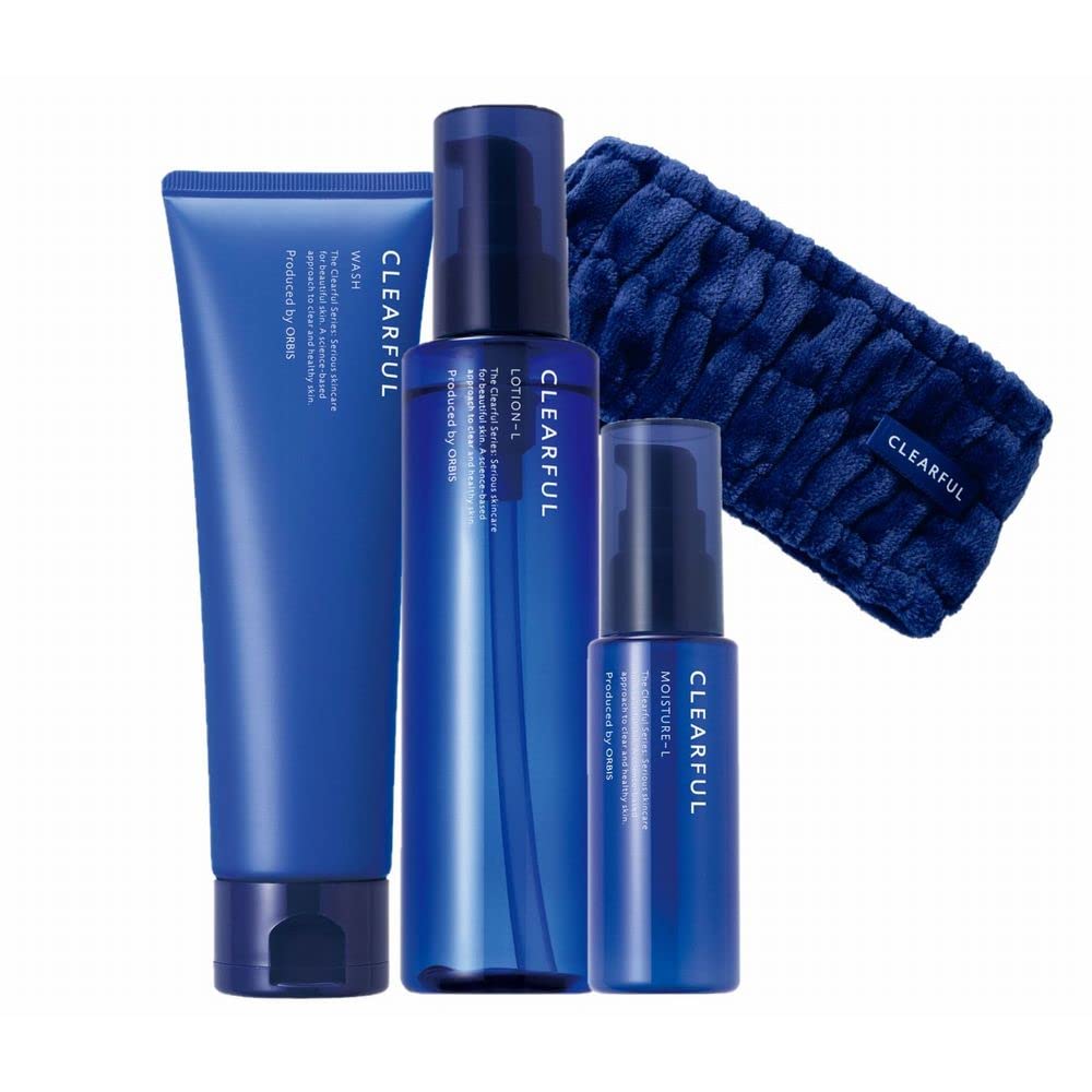 CLEARFUL(クリアフル) ORBIS(オルビス) 医薬部外品3ステップセット 洗顔フォーム & 化粧水 & 保湿液 さっぱり ヘアバンド付 薬用 ニキビ 敏感肌 スキンケア 洗顔料 120g &