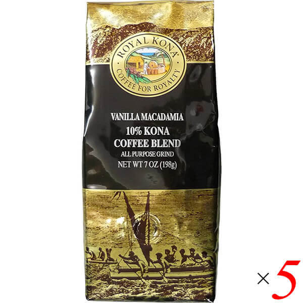コーヒー コナ KONA ロイヤルコナコーヒー バニラマカダミアナッツ 198g 5個セット