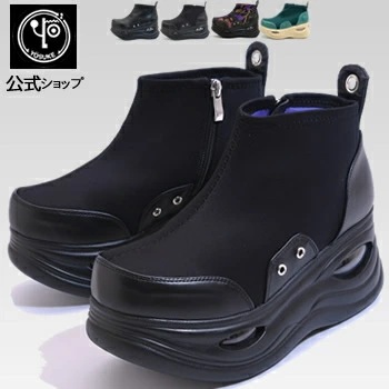 ヨースケ 厚底スニーカー レディース ハイカット ひもなし 歩きやすい 8cm 厚底フラット【公式SHOP特典キズ補修液付】