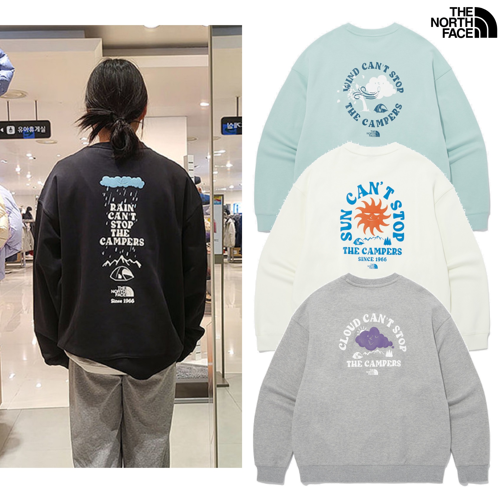 Mens CAMP EVERYDAY SWEATSHIRTS 4色 新商品 男女共用 韓国人気 カップルアイテム ストリートファッション 学生ファッション マンツーマン