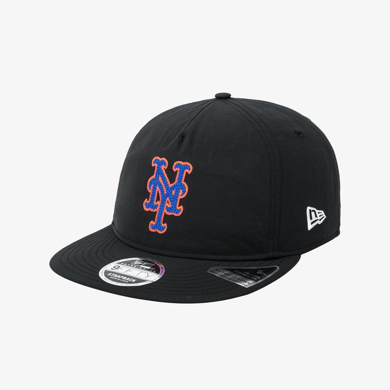 MLB ニューヨークメッツ チェーンロゴ Aフレーム レトロ クラウン ストラップバック ブラック 14881436