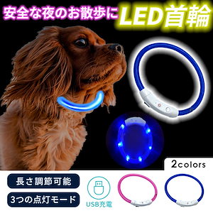犬 首輪 LED 光る首輪 小型犬 中型犬 夜間 ＵＳＢ充電式