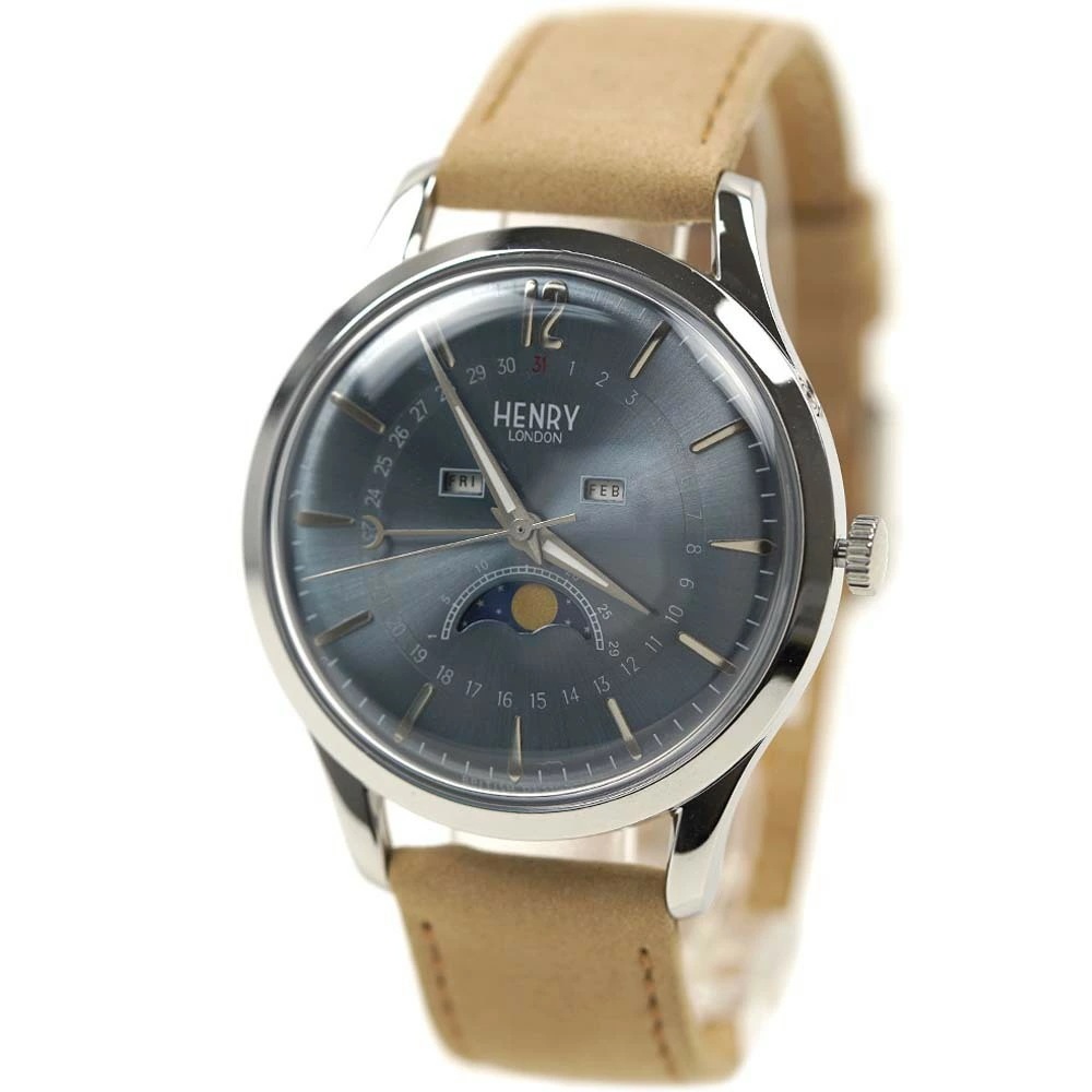 [アウトレット箱] ヘンリーロンドン 腕時計 メンズ レディース ムーンフェイズ 月曜日日付カレンダー HENRY LONDON HL39-LM-0209-TT